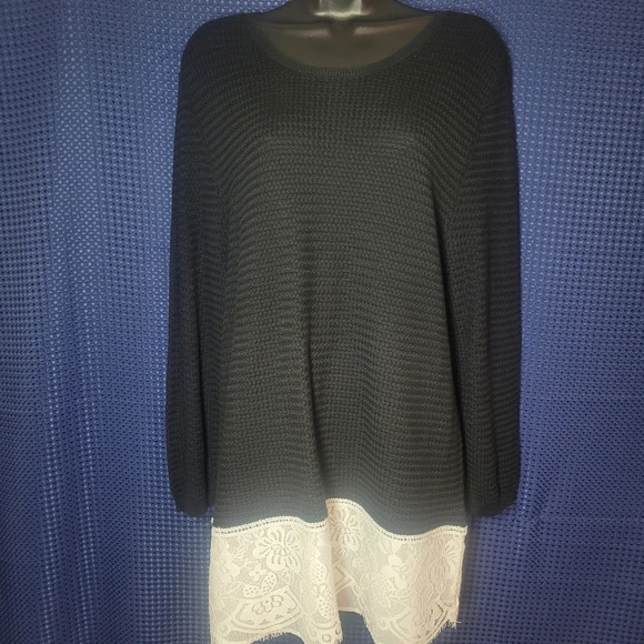 Lauren Michelle XL Waffle Knit Sweater Lace - Picture 1 of 7